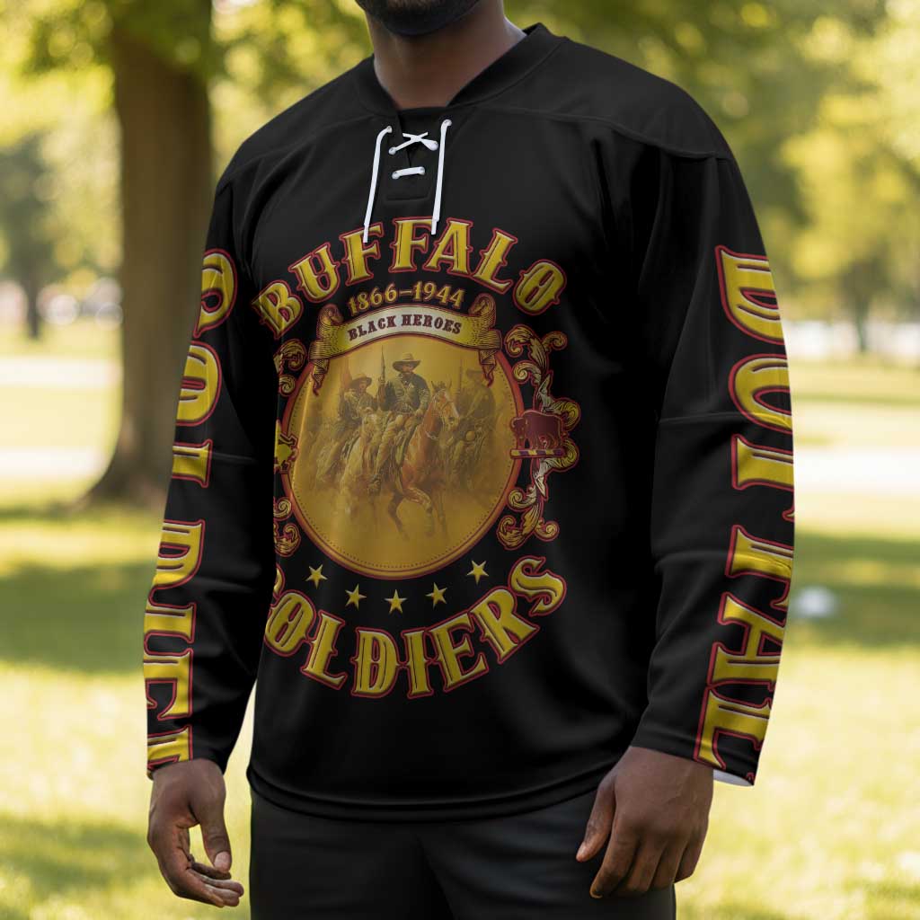 Honor Buffalo Soldiers Hockey Jersey African American Cavalry Black Version