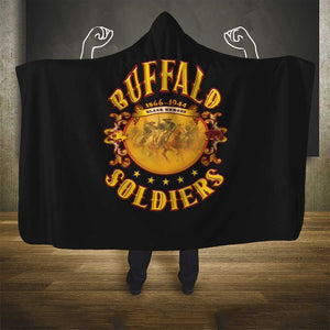 Honor Buffalo Soldiers Hooded Blanket African American Cavalry Black Version - African Pride