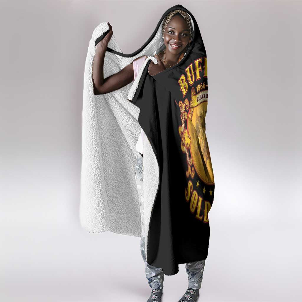 Honor Buffalo Soldiers Hooded Blanket African American Cavalry Black Version - African Pride