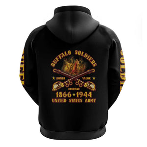 Honor Buffalo Soldiers Hoodie African American Cavalry Black Version - African Pride