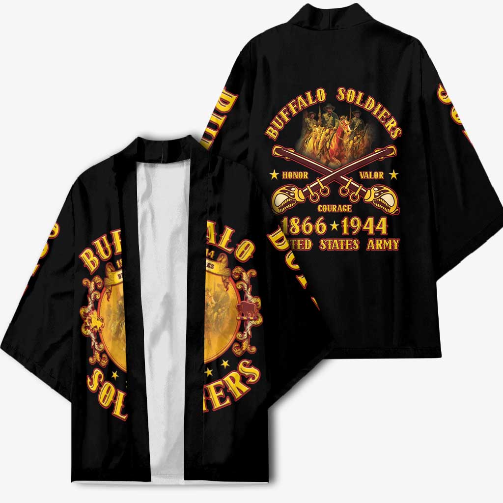 Honor Buffalo Soldiers Kimono African American Cavalry Black Version