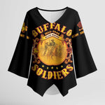 Honor Buffalo Soldiers Kimono Sleeve Blouse African American Cavalry Black Version