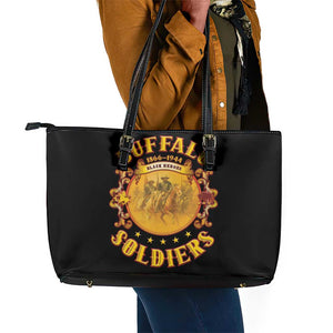 Honor Buffalo Soldiers Leather Tote Bag African American Cavalry Black Version - African Pride
