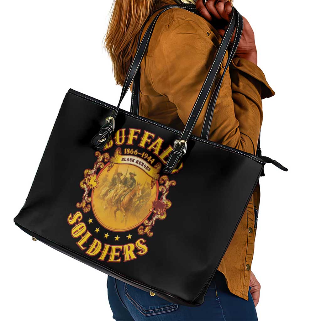 Honor Buffalo Soldiers Leather Tote Bag African American Cavalry Black Version - African Pride