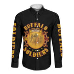 Honor Buffalo Soldiers Long Sleeve Button Shirt African American Cavalry Black Version - African Pride