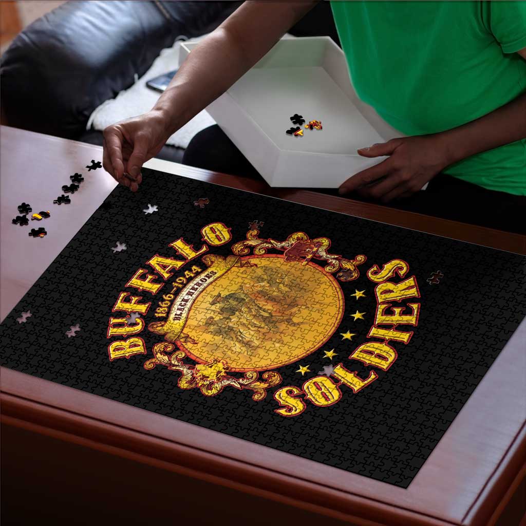 Honor Buffalo Soldiers Puzzle African American Cavalry Black Version