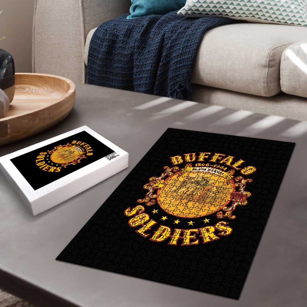 Honor Buffalo Soldiers Puzzle African American Cavalry Black Version