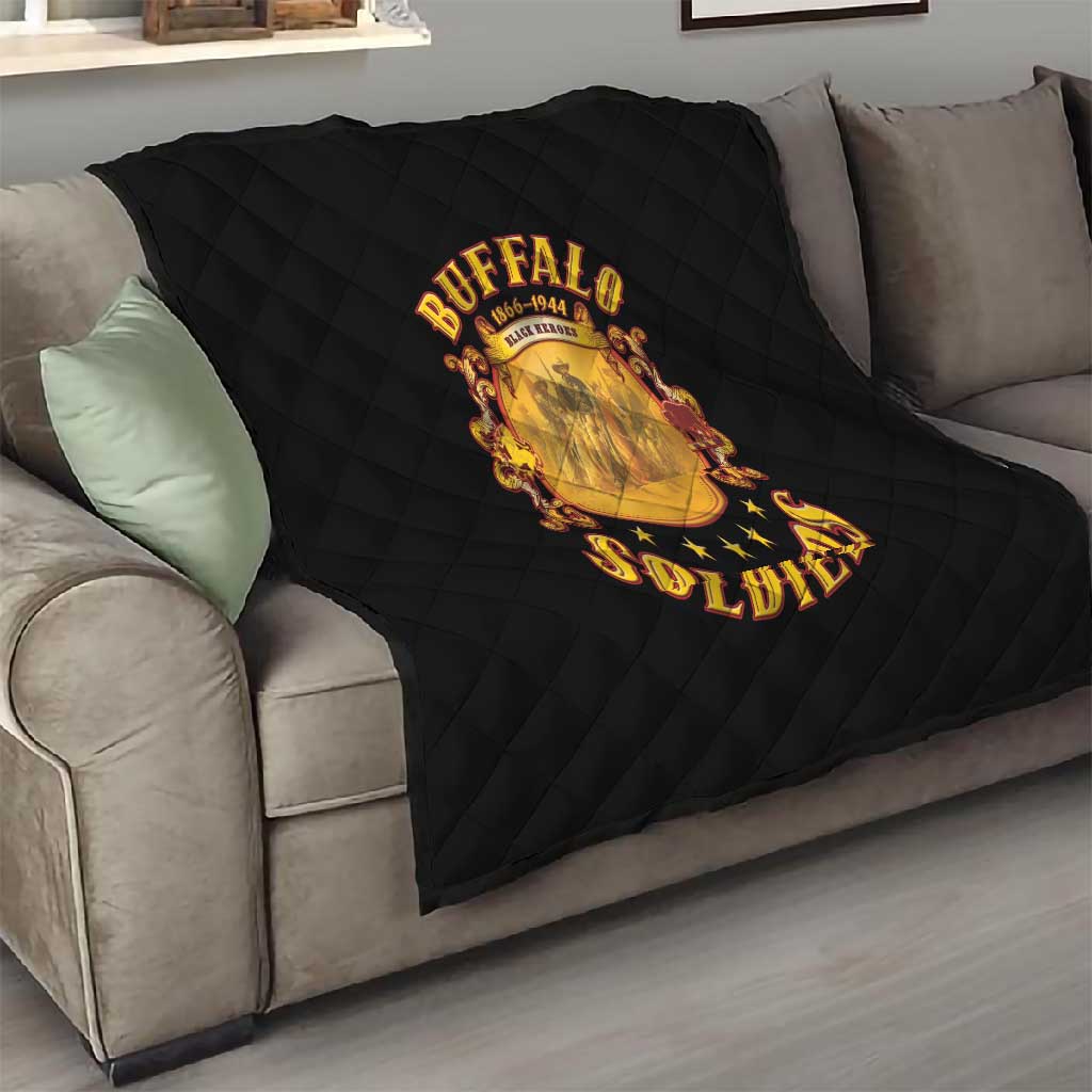 Honor Buffalo Soldiers Quilt African American Cavalry Black Version - African Pride