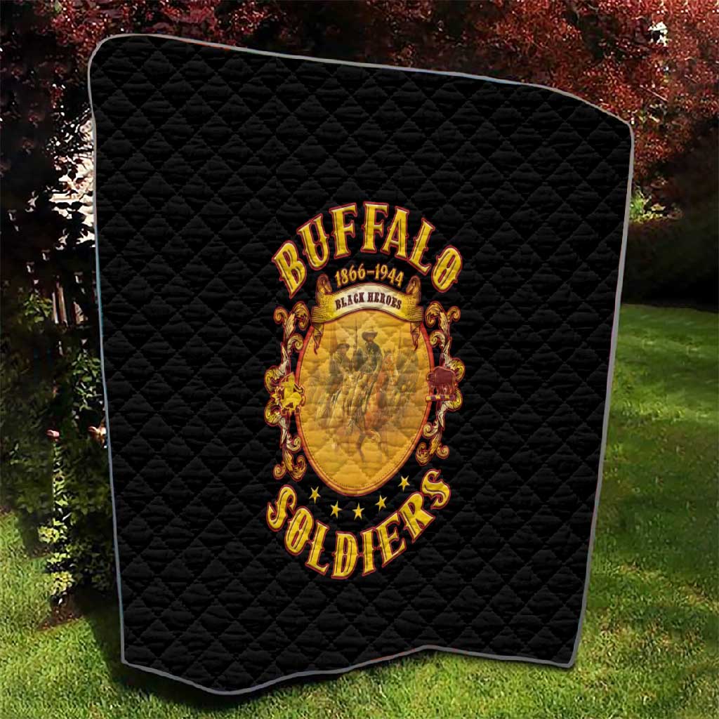 Honor Buffalo Soldiers Quilt African American Cavalry Black Version - African Pride