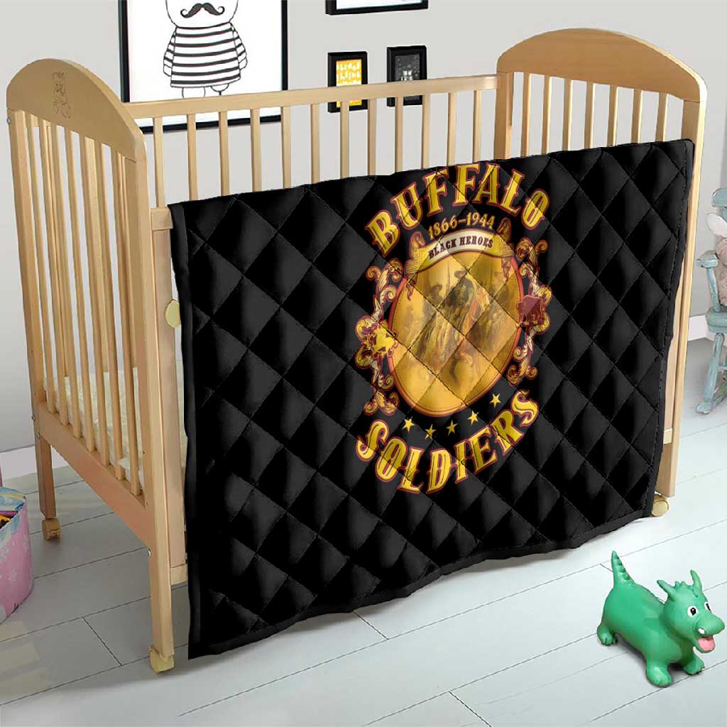 Honor Buffalo Soldiers Quilt African American Cavalry Black Version - African Pride