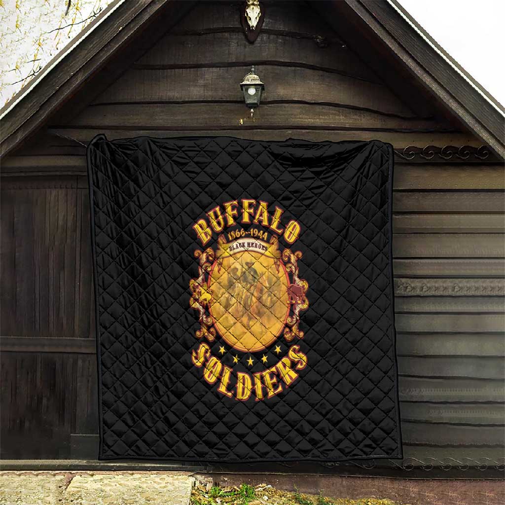 Honor Buffalo Soldiers Quilt African American Cavalry Black Version - African Pride