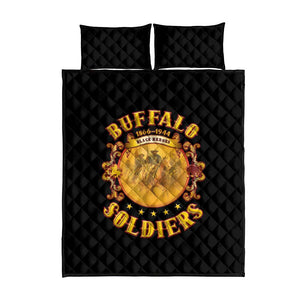Honor Buffalo Soldiers Quilt Bed Set African American Cavalry Black Version - African Pride