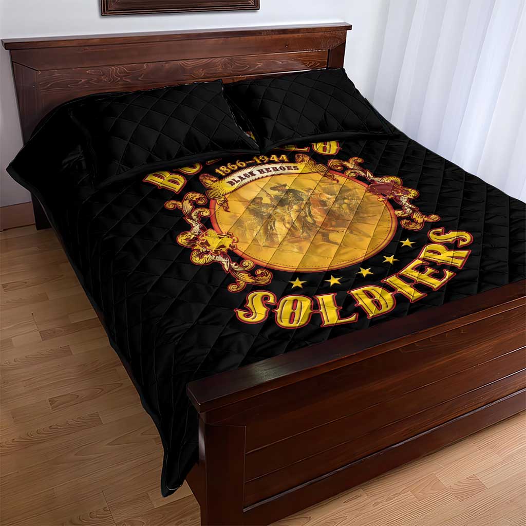 Honor Buffalo Soldiers Quilt Bed Set African American Cavalry Black Version - African Pride