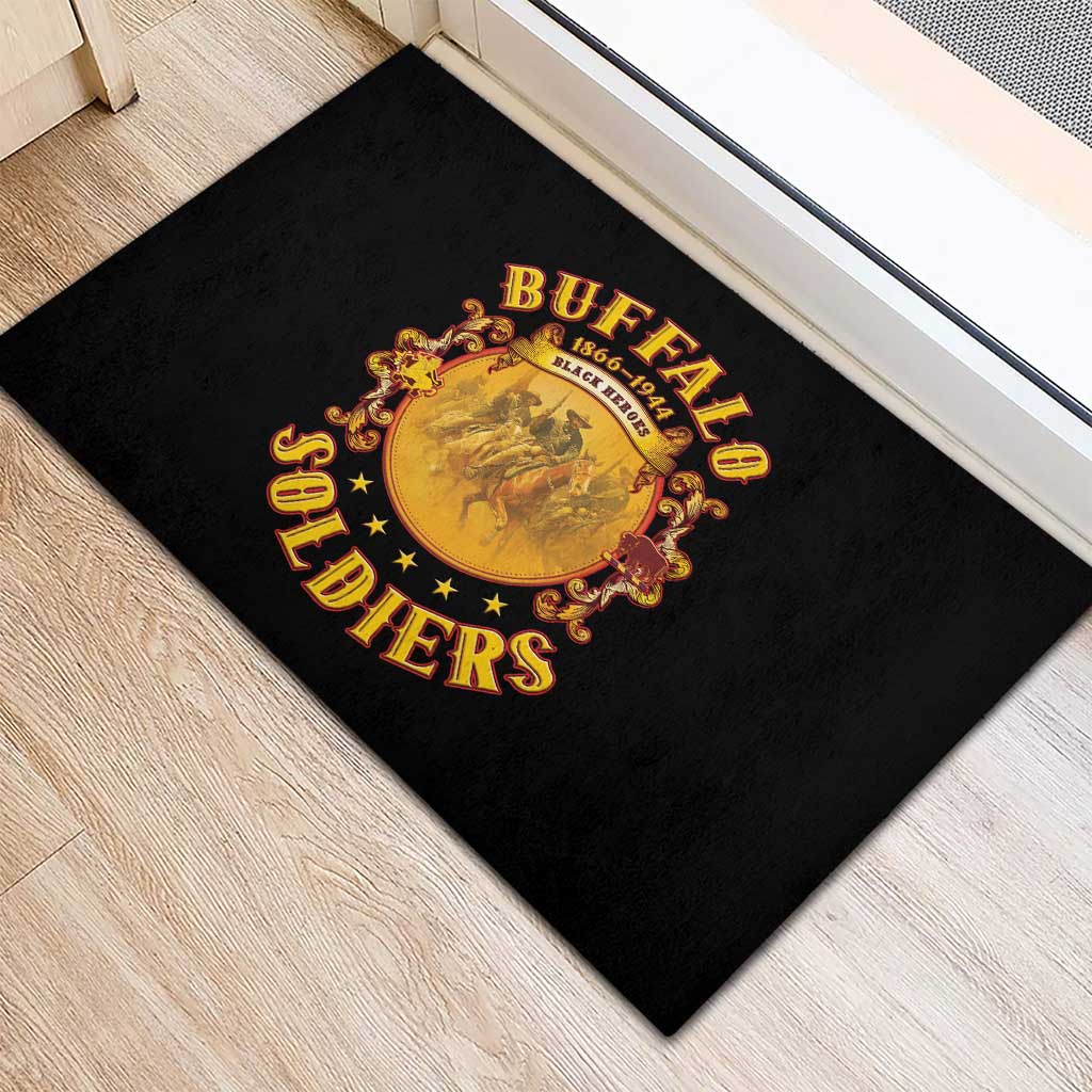 Honor Buffalo Soldiers Rubber Doormat African American Cavalry Black Version - African Pride
