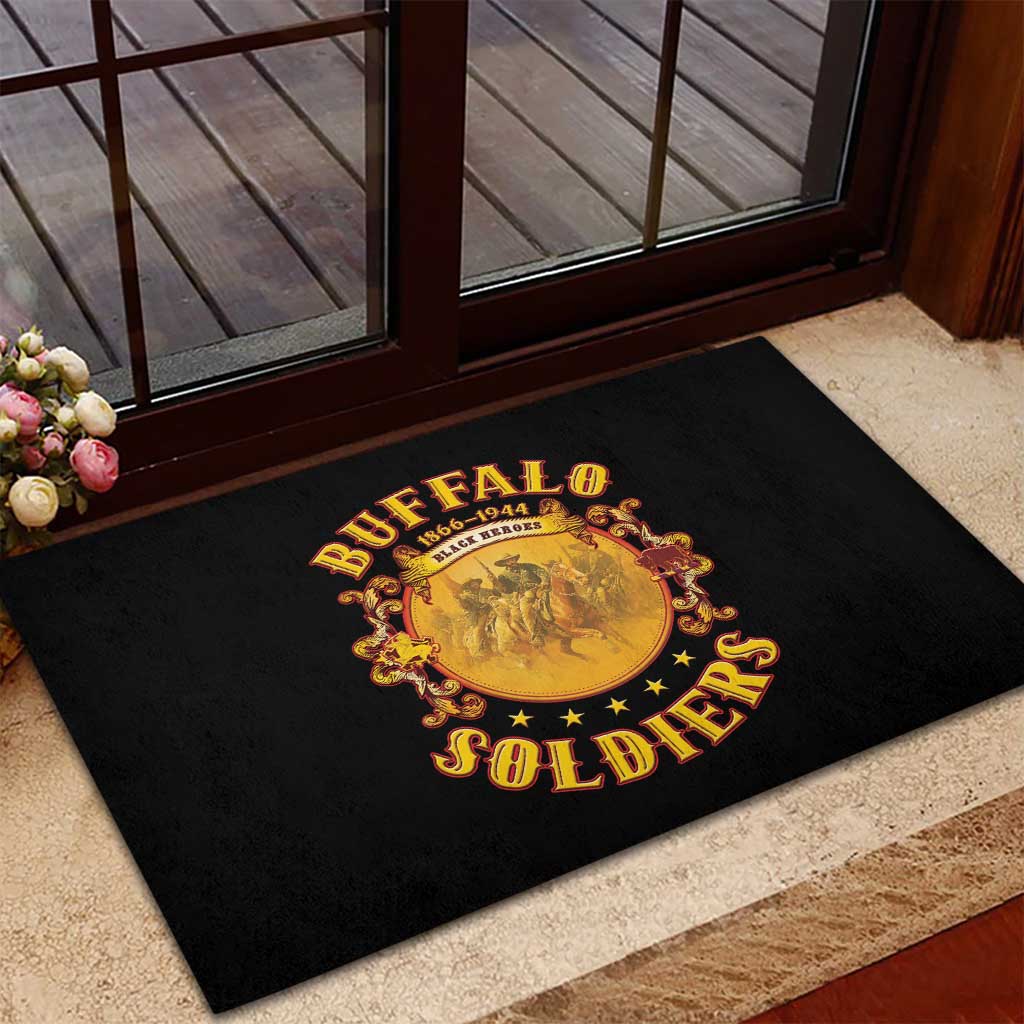Honor Buffalo Soldiers Rubber Doormat African American Cavalry Black Version - African Pride