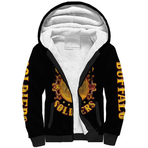 Honor Buffalo Soldiers Sherpa Hoodie African American Cavalry Black Version - African Pride