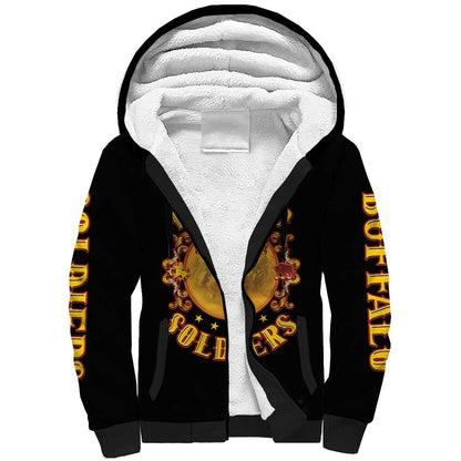 Honor Buffalo Soldiers Sherpa Hoodie African American Cavalry Black Version - African Pride