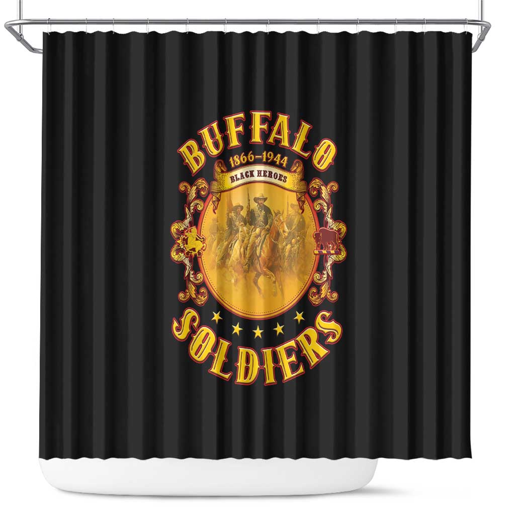 Honor Buffalo Soldiers Shower Curtain African American Cavalry Black Version - African Pride