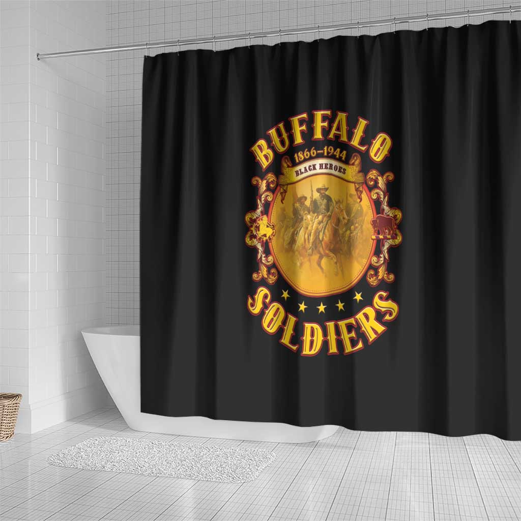 Honor Buffalo Soldiers Shower Curtain African American Cavalry Black Version - African Pride