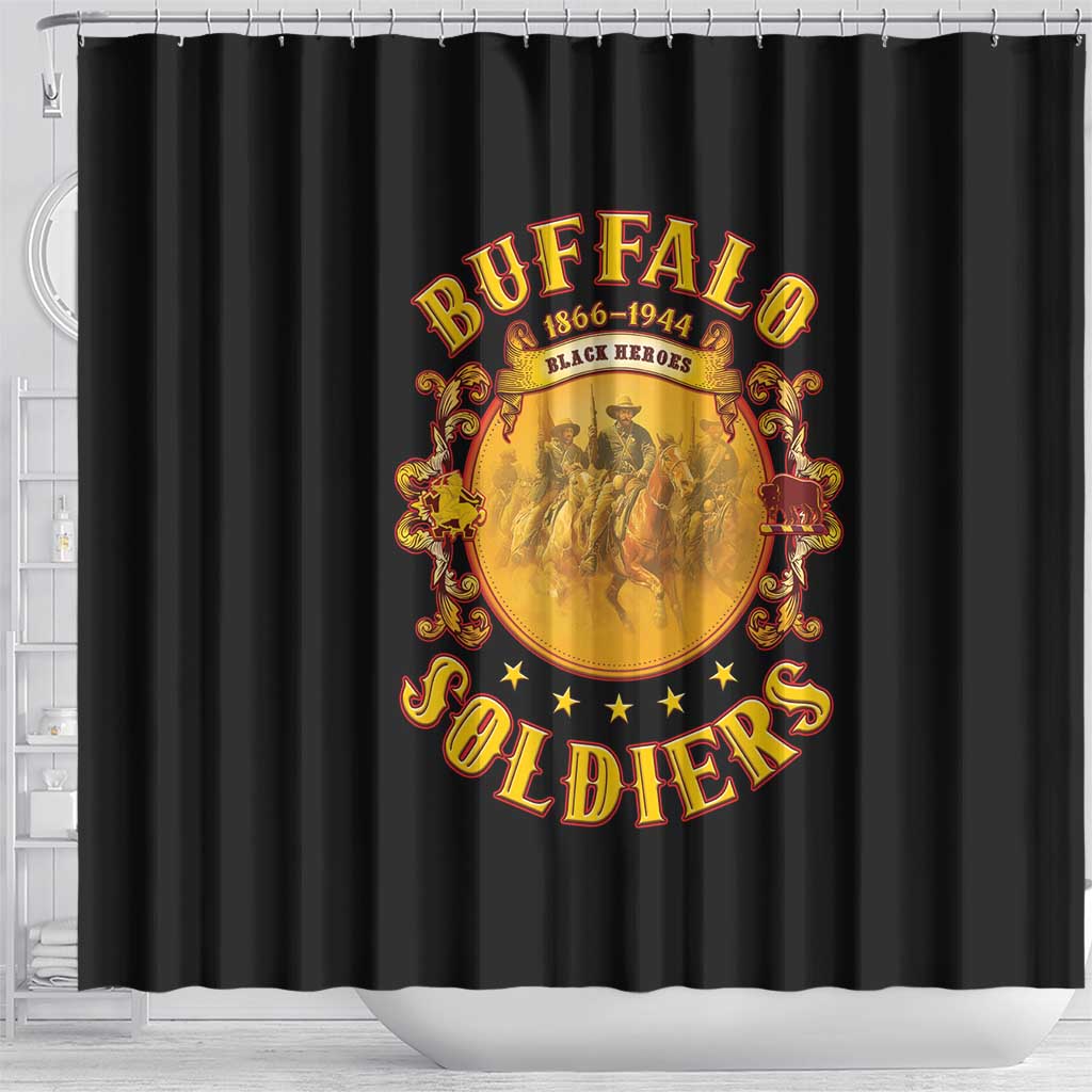 Honor Buffalo Soldiers Shower Curtain African American Cavalry Black Version - African Pride