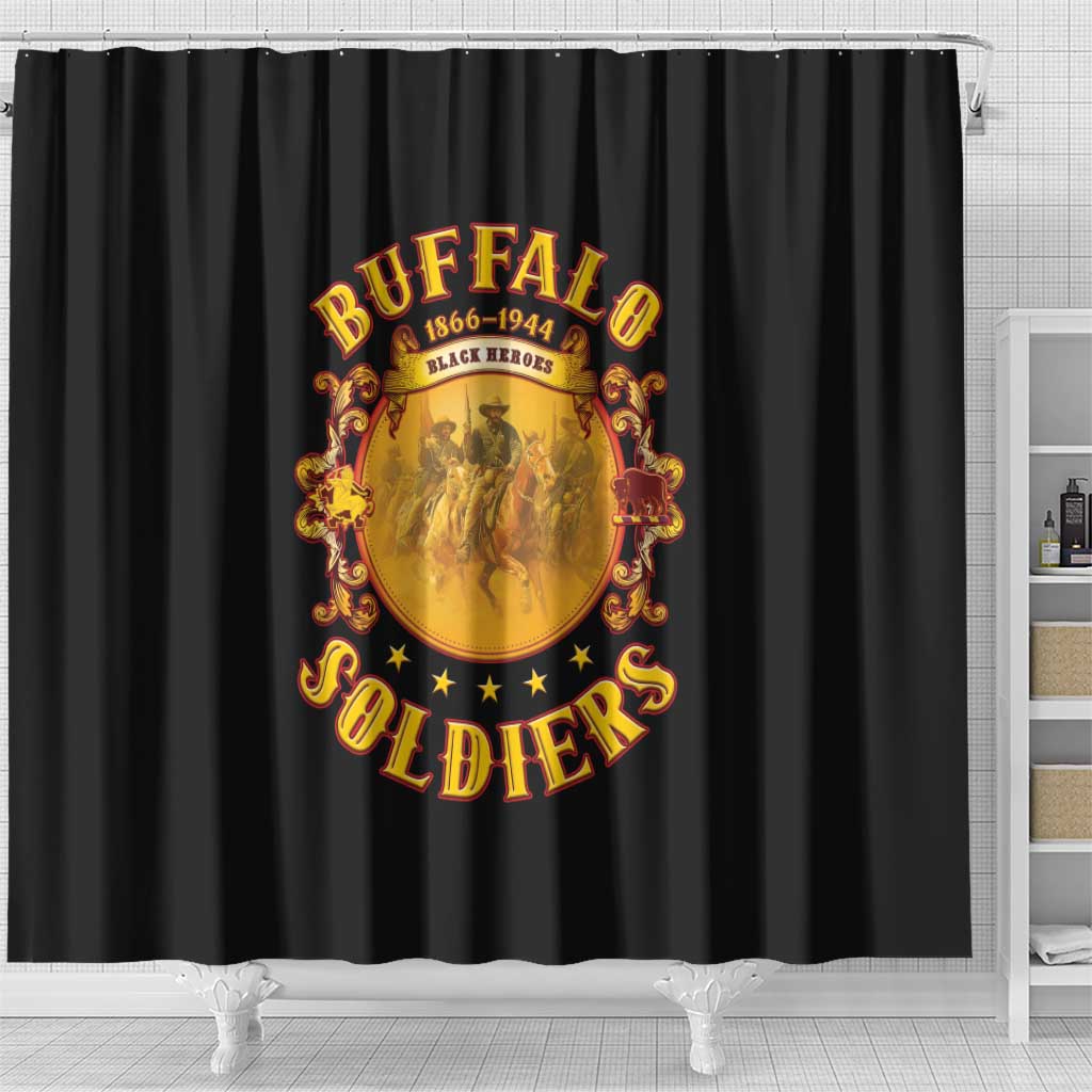 Honor Buffalo Soldiers Shower Curtain African American Cavalry Black Version - African Pride