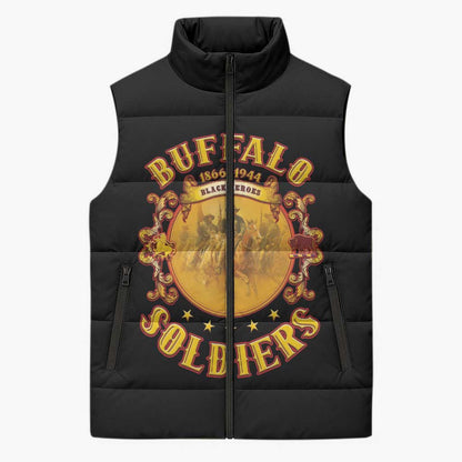 Honor Buffalo Soldiers Sleeveless Puffer Jacket African American Cavalry Black Version