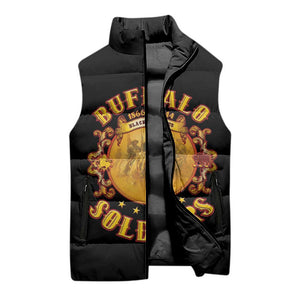 Honor Buffalo Soldiers Sleeveless Puffer Jacket African American Cavalry Black Version