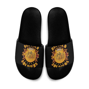 Honor Buffalo Soldiers Slide Sandals African American Cavalry Black Version