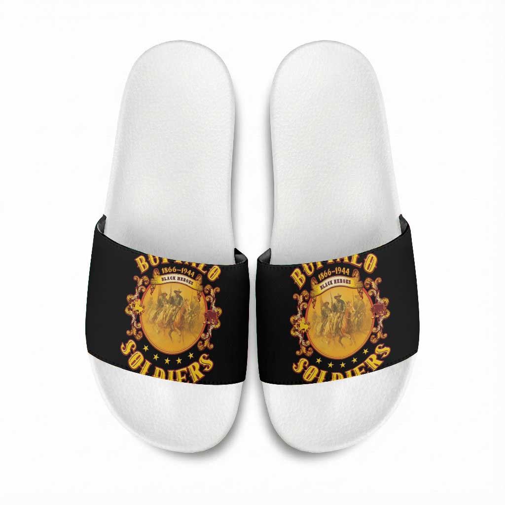 Honor Buffalo Soldiers Slide Sandals African American Cavalry Black Version