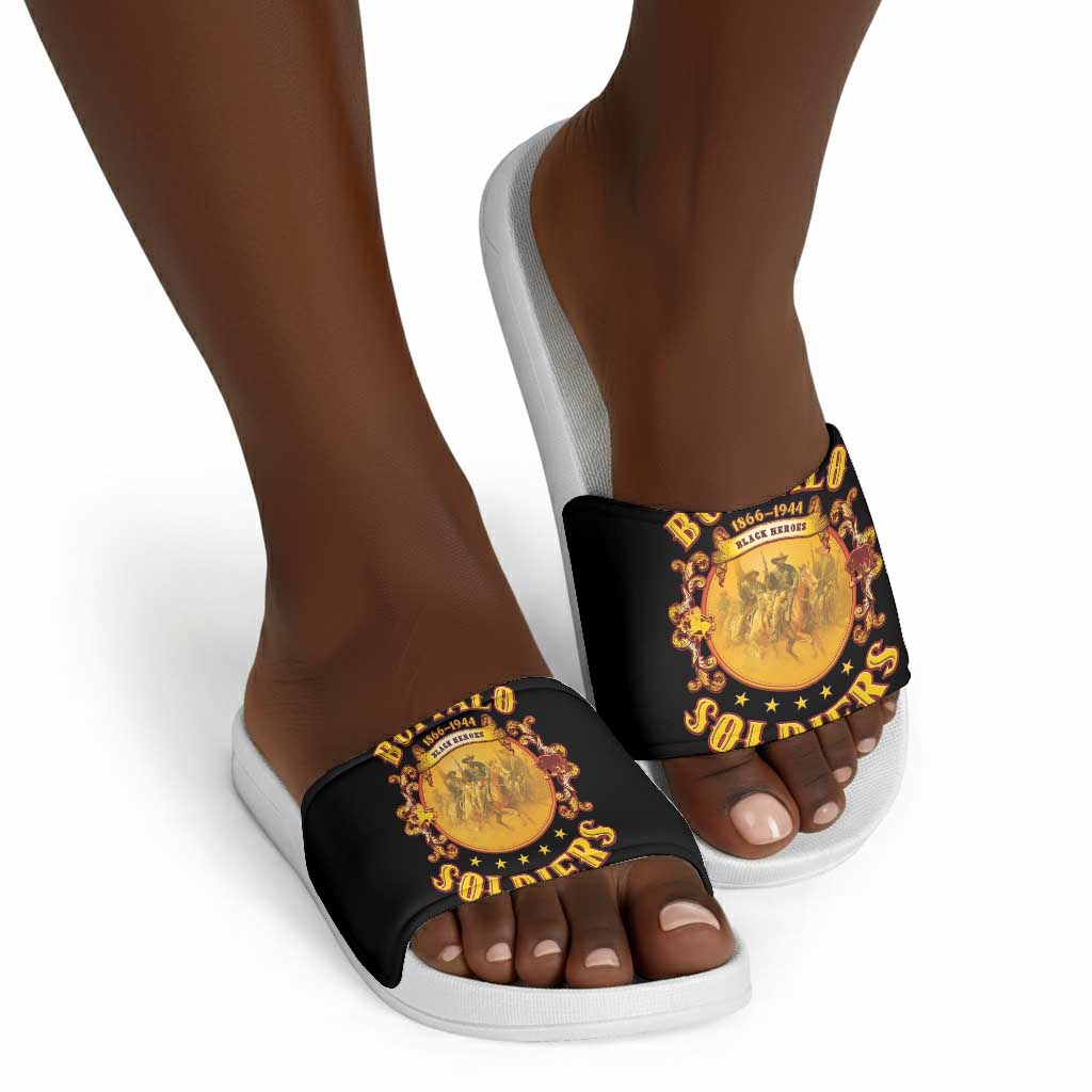 Honor Buffalo Soldiers Slide Sandals African American Cavalry Black Version