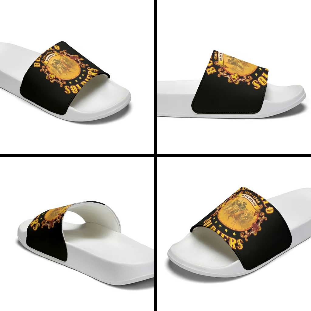Honor Buffalo Soldiers Slide Sandals African American Cavalry Black Version