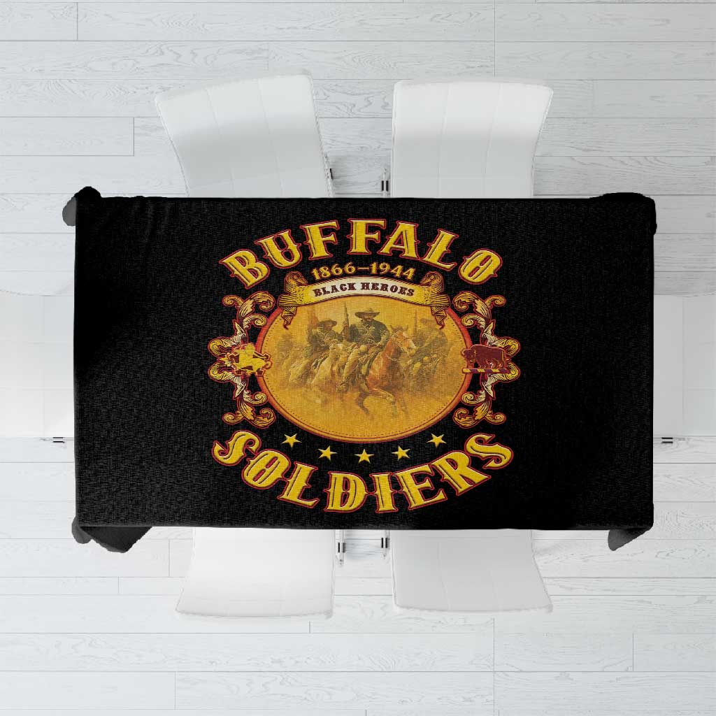Honor Buffalo Soldiers Tablecloth African American Cavalry Black Version - African Pride