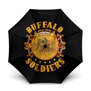 Honor Buffalo Soldiers Umbrella African American Cavalry Black Version