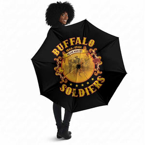 Honor Buffalo Soldiers Umbrella African American Cavalry Black Version