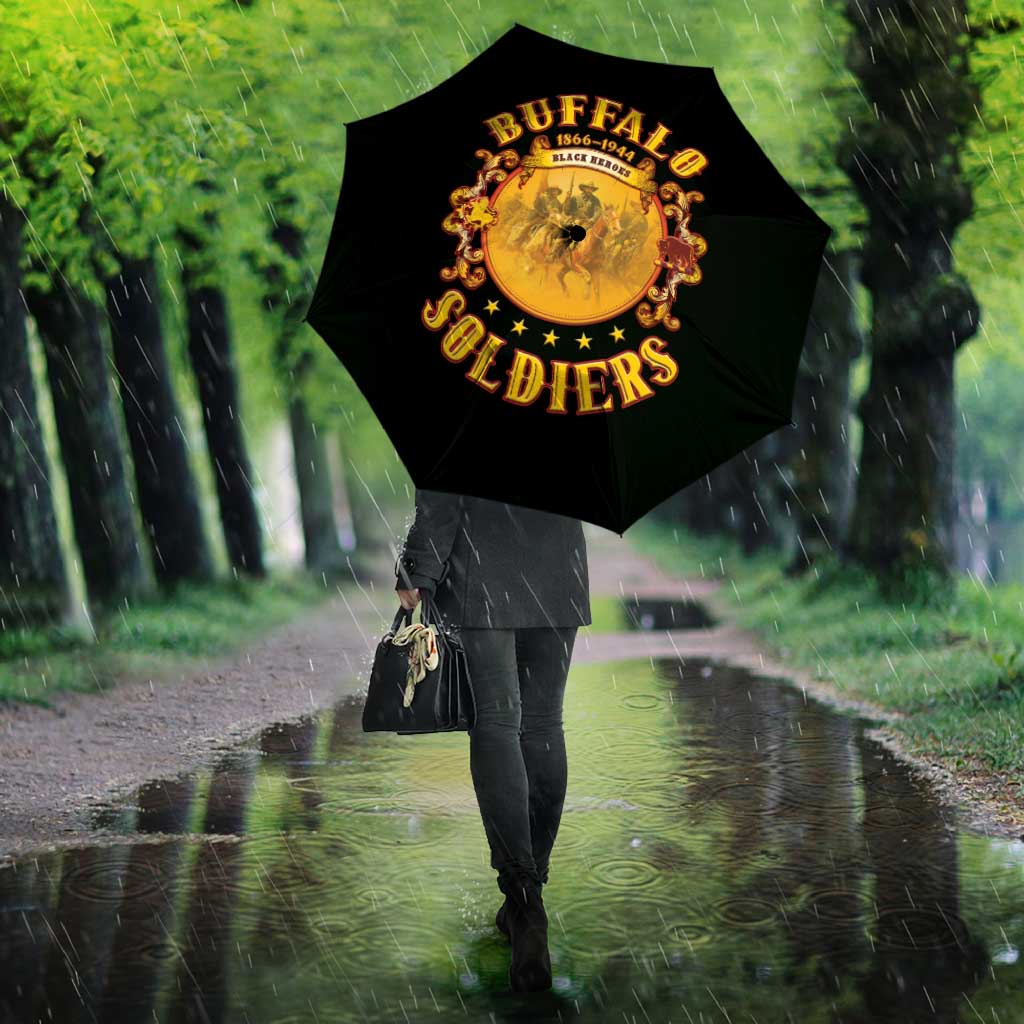 Honor Buffalo Soldiers Umbrella African American Cavalry Black Version