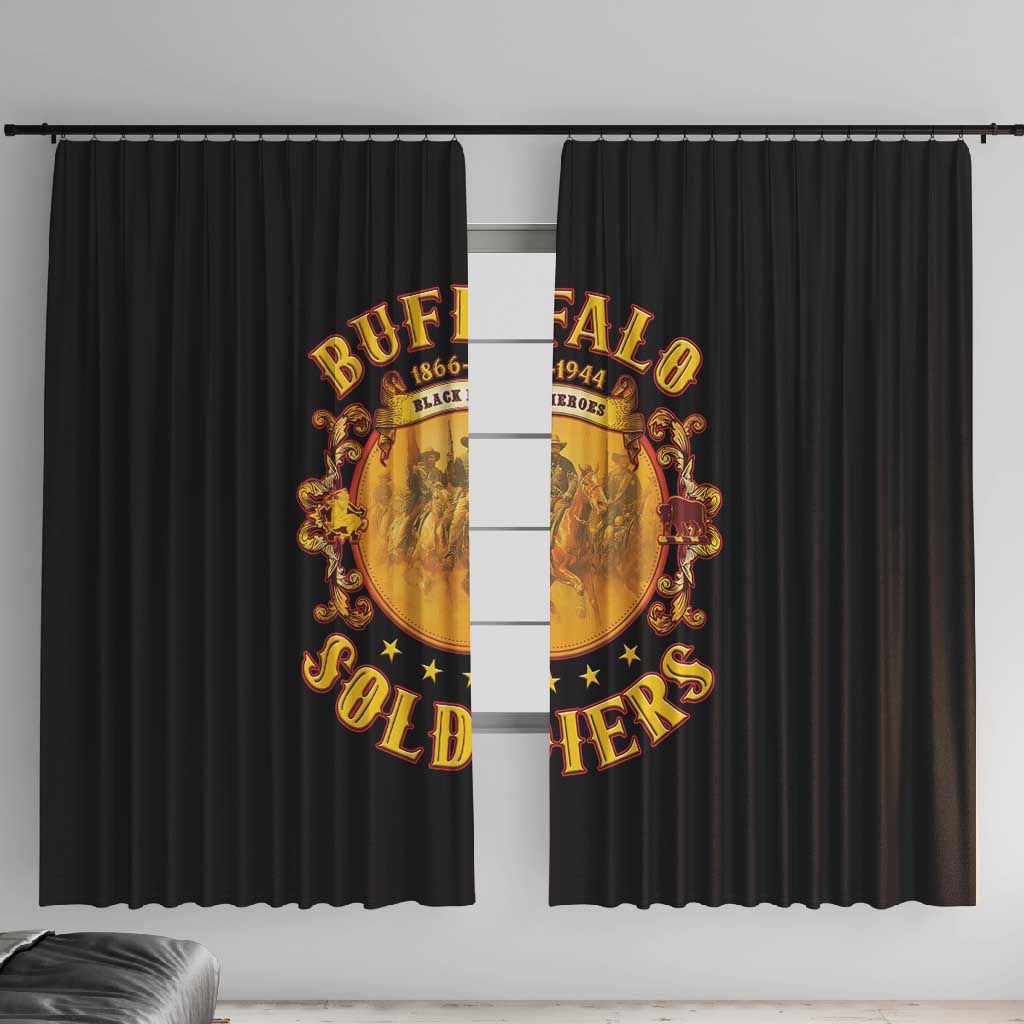 Honor Buffalo Soldiers Window Curtain African American Cavalry Black Version - African Pride