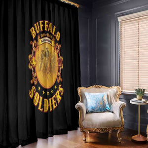 Honor Buffalo Soldiers Window Curtain African American Cavalry Black Version - African Pride