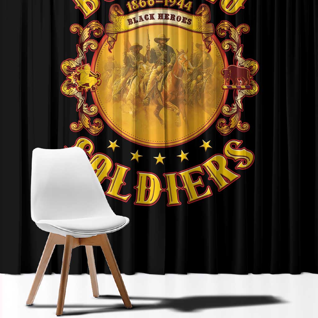 Honor Buffalo Soldiers Window Curtain African American Cavalry Black Version - African Pride