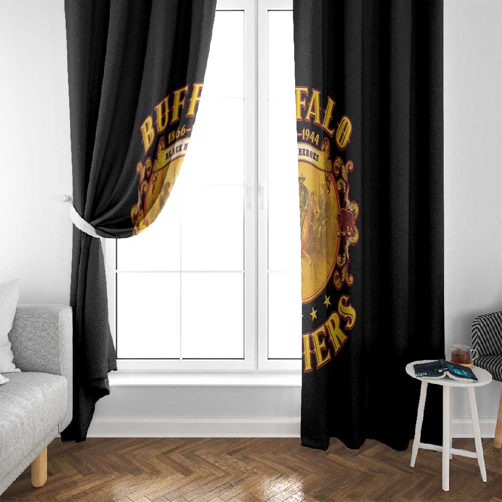 Honor Buffalo Soldiers Window Curtain African American Cavalry Black Version - African Pride