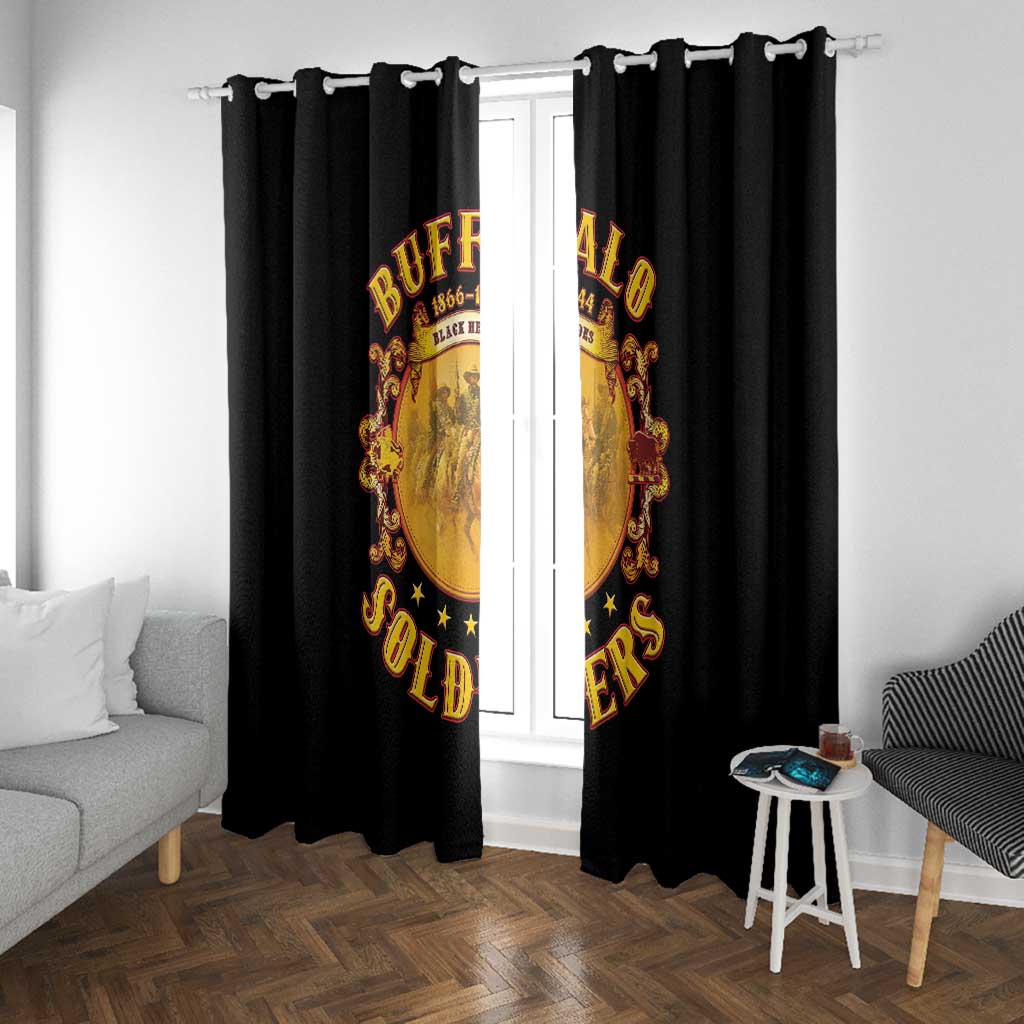 Honor Buffalo Soldiers Window Curtain African American Cavalry Black Version - African Pride
