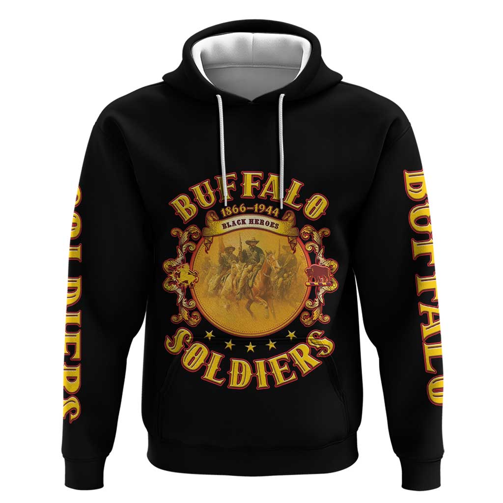 Honor Buffalo Soldiers Zip Hoodie African American Cavalry Black Version - African Pride