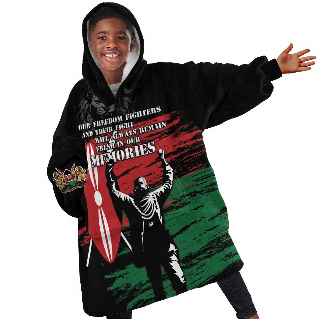 Happy Kenya Mashujaa Day KId Wearable Blanket Hoodie Honour Our Heroes, Heroines