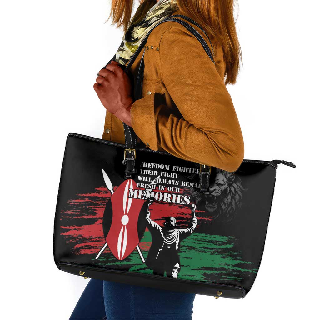 Happy Kenya Mashujaa Day Leather Tote Bag Honour Our Heroes, Heroines