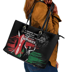 Happy Kenya Mashujaa Day Leather Tote Bag Honour Our Heroes, Heroines