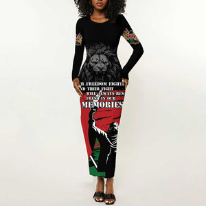 Happy Kenya Mashujaa Day Long Sleeve Bodycon Dress Honour Our Heroes, Heroines