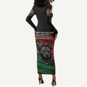 Happy Kenya Mashujaa Day Long Sleeve Bodycon Dress Honour Our Heroes, Heroines