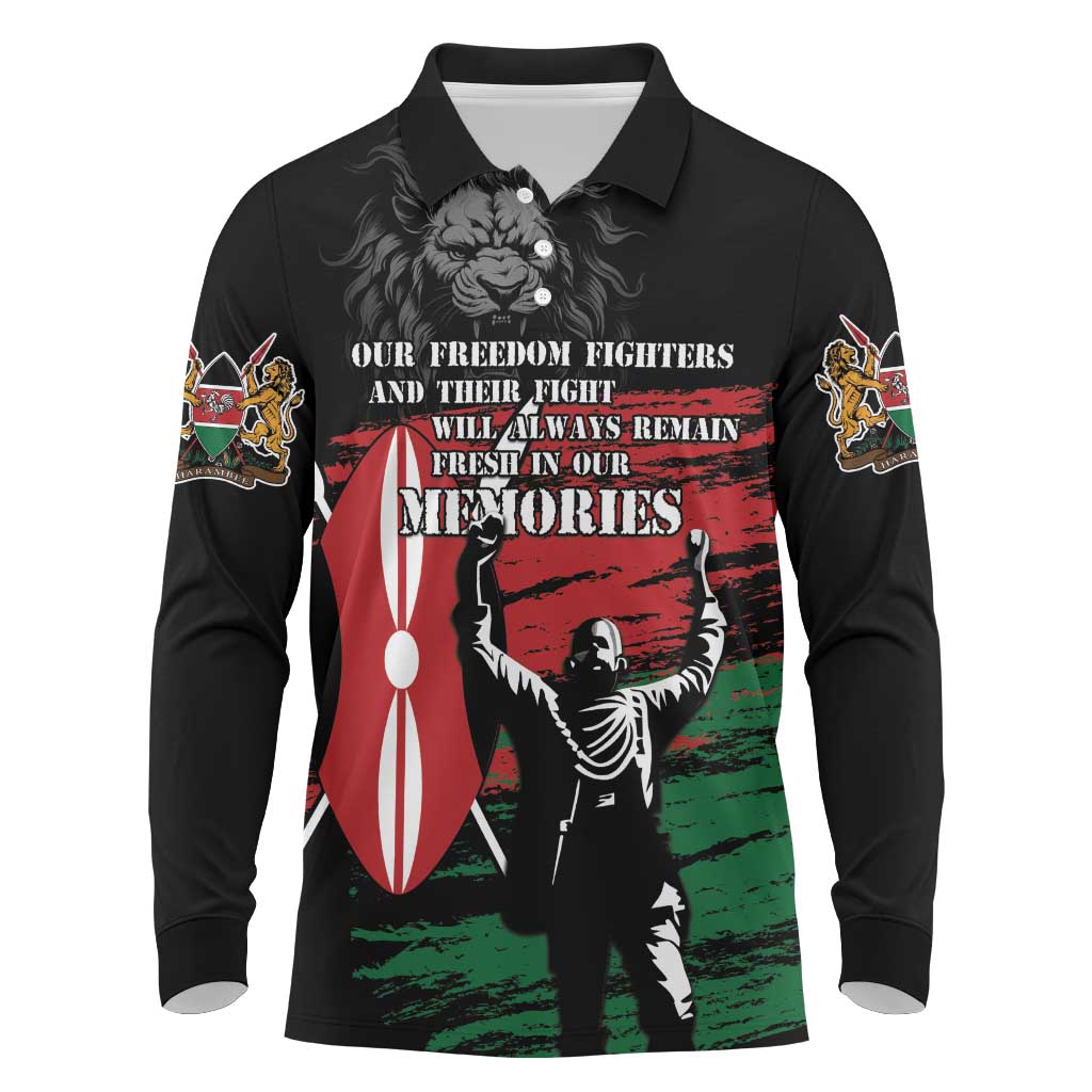 Happy Kenya Mashujaa Day Long Sleeve Polo Shirt Honour Our Heroes, Heroines