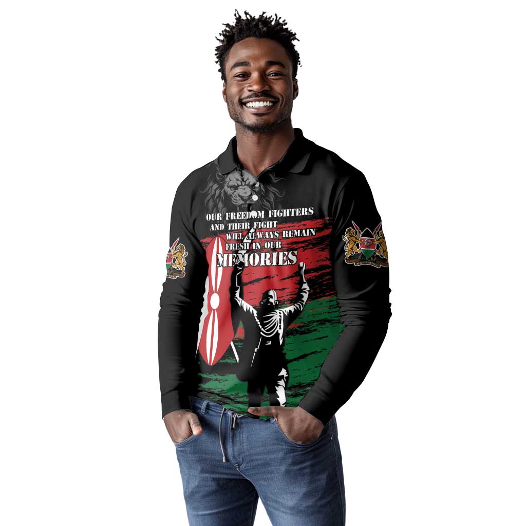 Happy Kenya Mashujaa Day Long Sleeve Polo Shirt Honour Our Heroes, Heroines