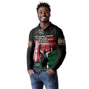 Happy Kenya Mashujaa Day Long Sleeve Polo Shirt Honour Our Heroes, Heroines