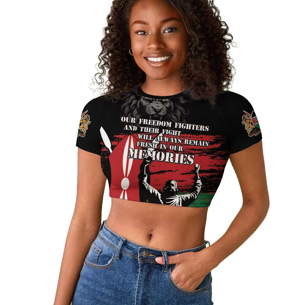 Happy Kenya Mashujaa Day Raglan Cropped T shirt Honour Our Heroes, Heroines